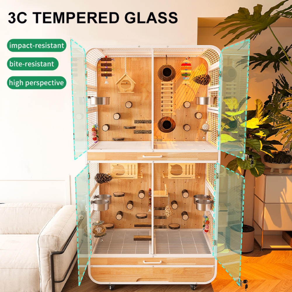 Luxury Metal & Wood Bird Cage for Parrots and Indoor Homes