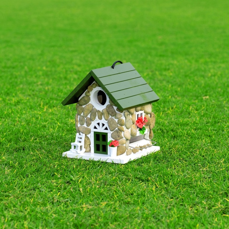 Outdoor Wooden Bird House | Handmade Solid Wood Bird Nest Box for Garden