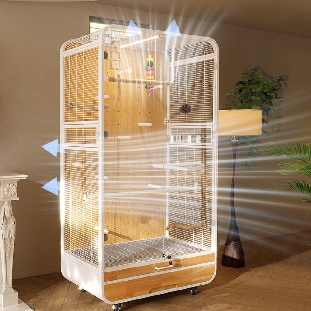 Indoor Luxury Bird Villa Comfortable Wooden Mansion for Parrots & Exotic Birds with Attractive Print Pattern