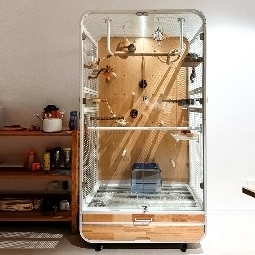 Indoor Luxury Bird Villa Comfortable Wooden Mansion for Parrots & Exotic Birds with Attractive Print Pattern