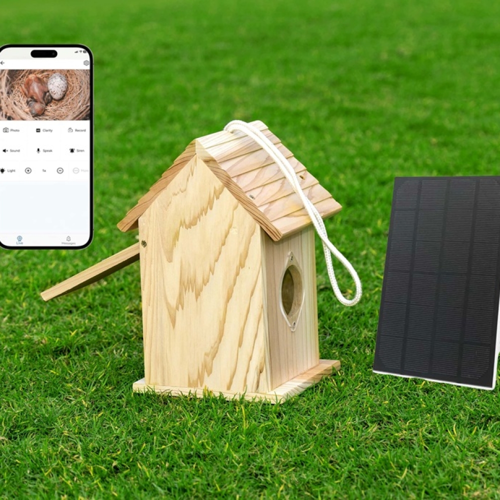 Wooden Bird House Outdoor Hanging | Natural Solid Wood Bird Nesting Box