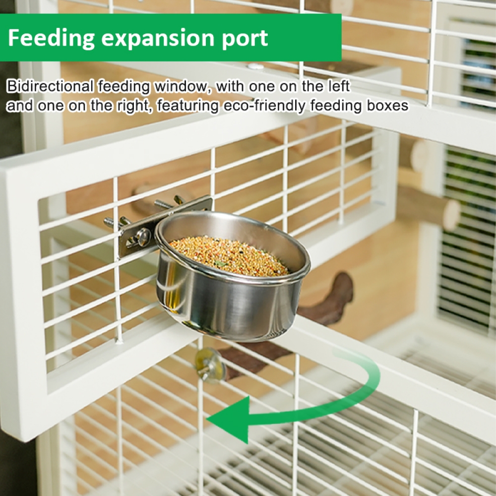 Luxury Indoor Bird Cage with Metal Frame and Solid Wood Base