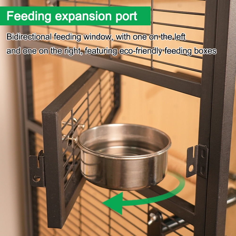 Elegant Metal & Wood Bird Cage for Parrots and Home Interiors