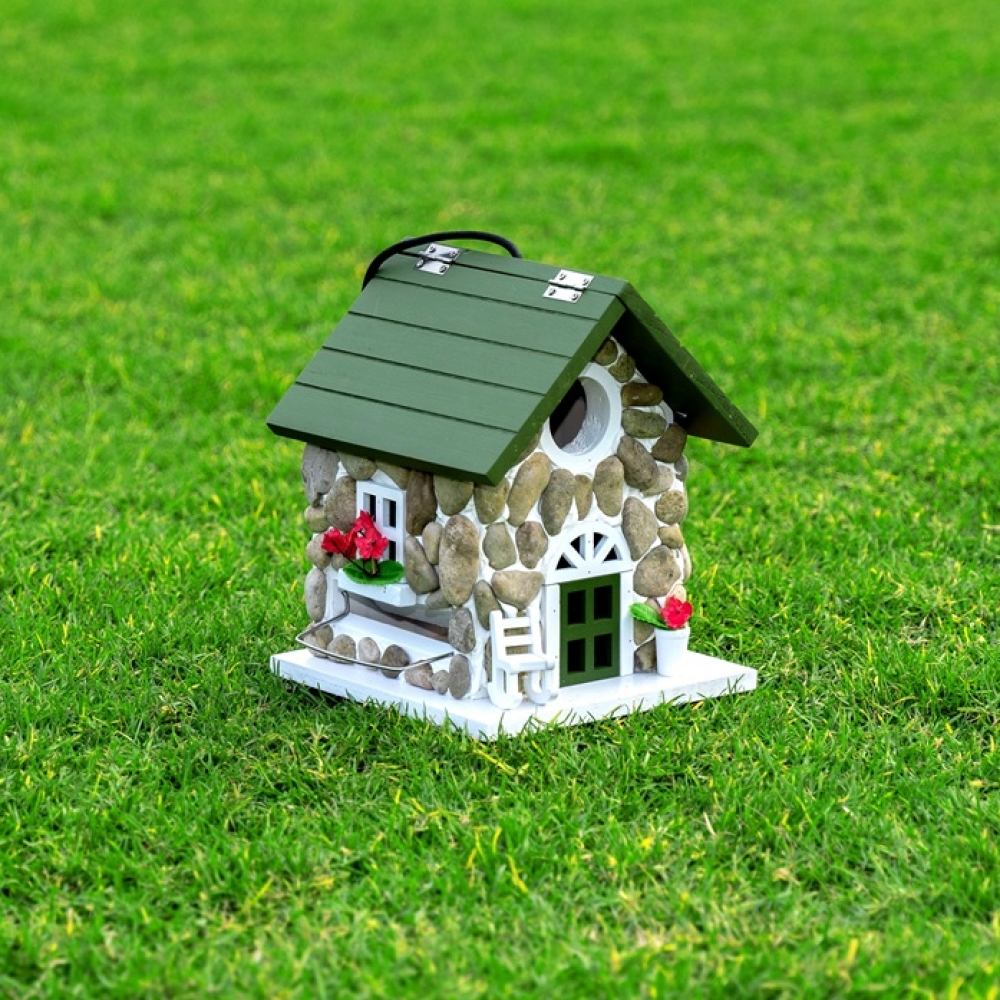 Outdoor Wooden Bird House | Handmade Solid Wood Bird Nest Box for Garden