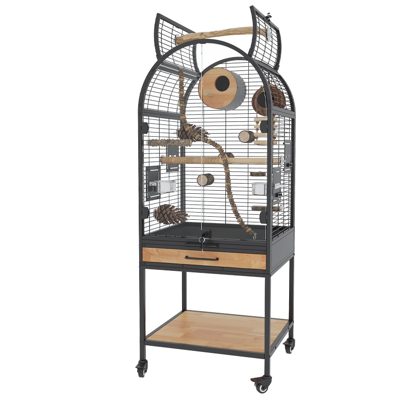 Premium Metal and Solid Wood Bird Cage – Modern Indoor Design