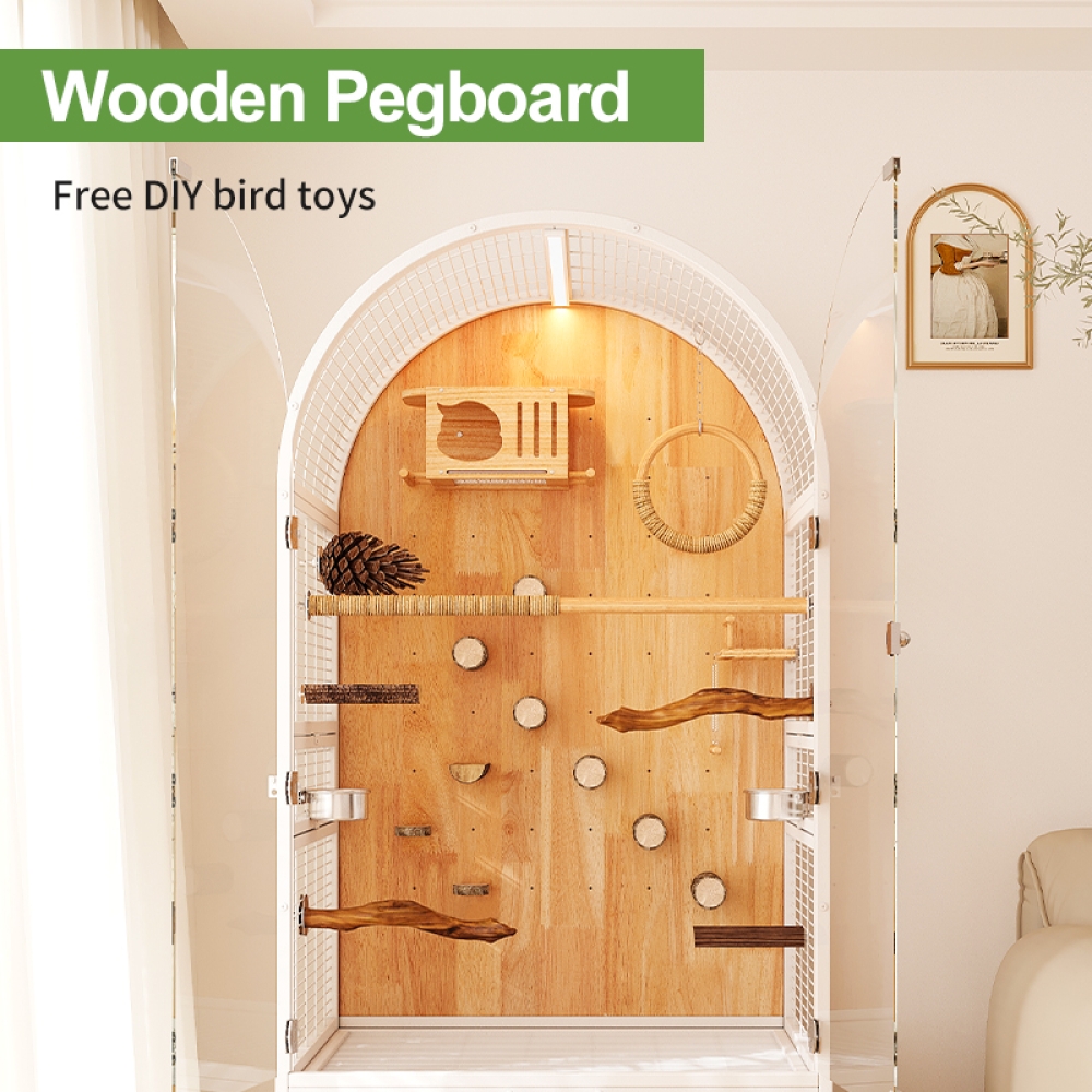 Luxury Metal & Solid Wood Bird Cage Premium Handmade Avian Residence