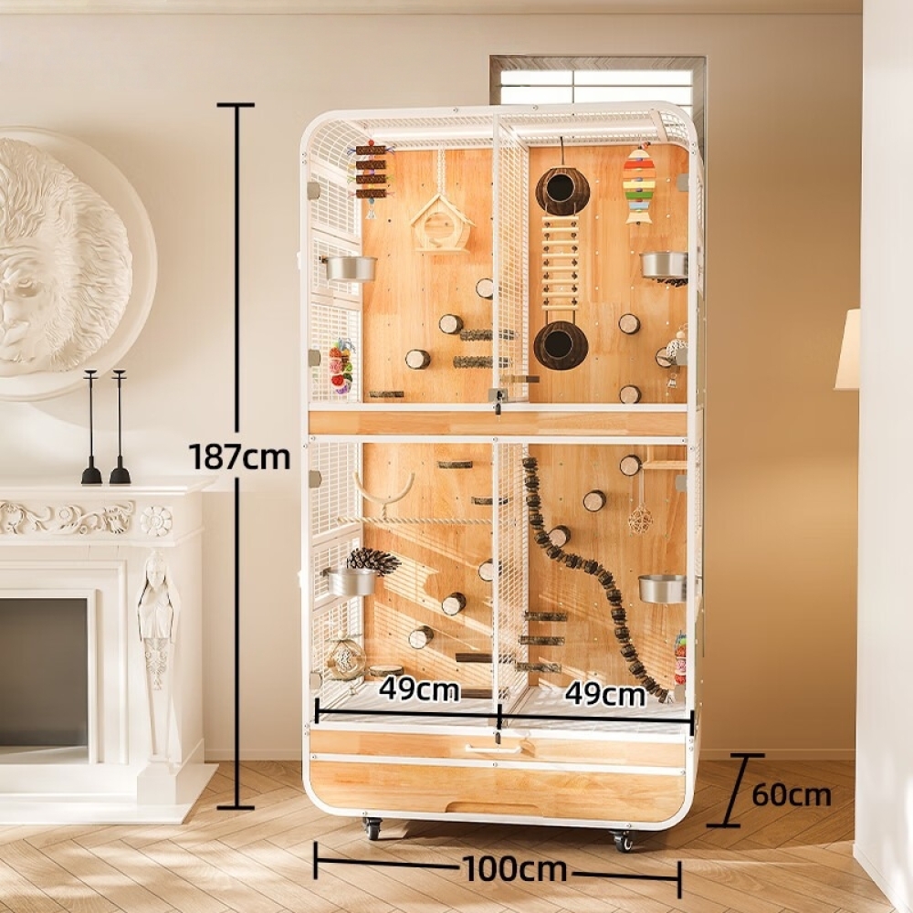 Indoor Luxury Bird Villa Comfortable Wooden Mansion for Parrots & Exotic Birds with Attractive Print Pattern