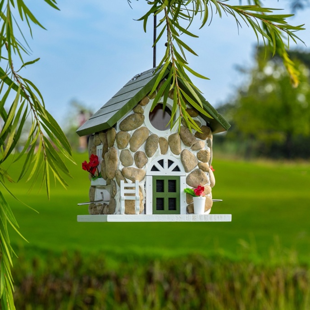 Outdoor Wooden Bird House | Handmade Solid Wood Bird Nest Box for Garden