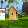 Wooden Bird House Outdoor Hanging | Natural Solid Wood Bird Nesting Box