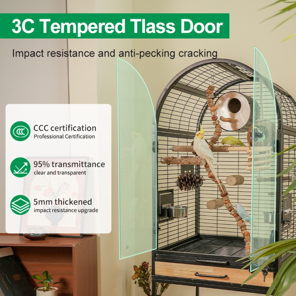 Premium Metal and Solid Wood Bird Cage – Modern Indoor Design